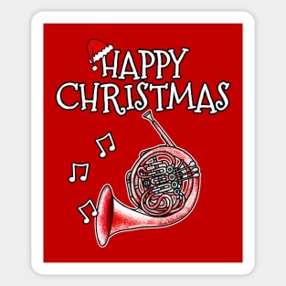 Christmas French Horn Brass Musician Santa Hat Xmas 2022 Sticker